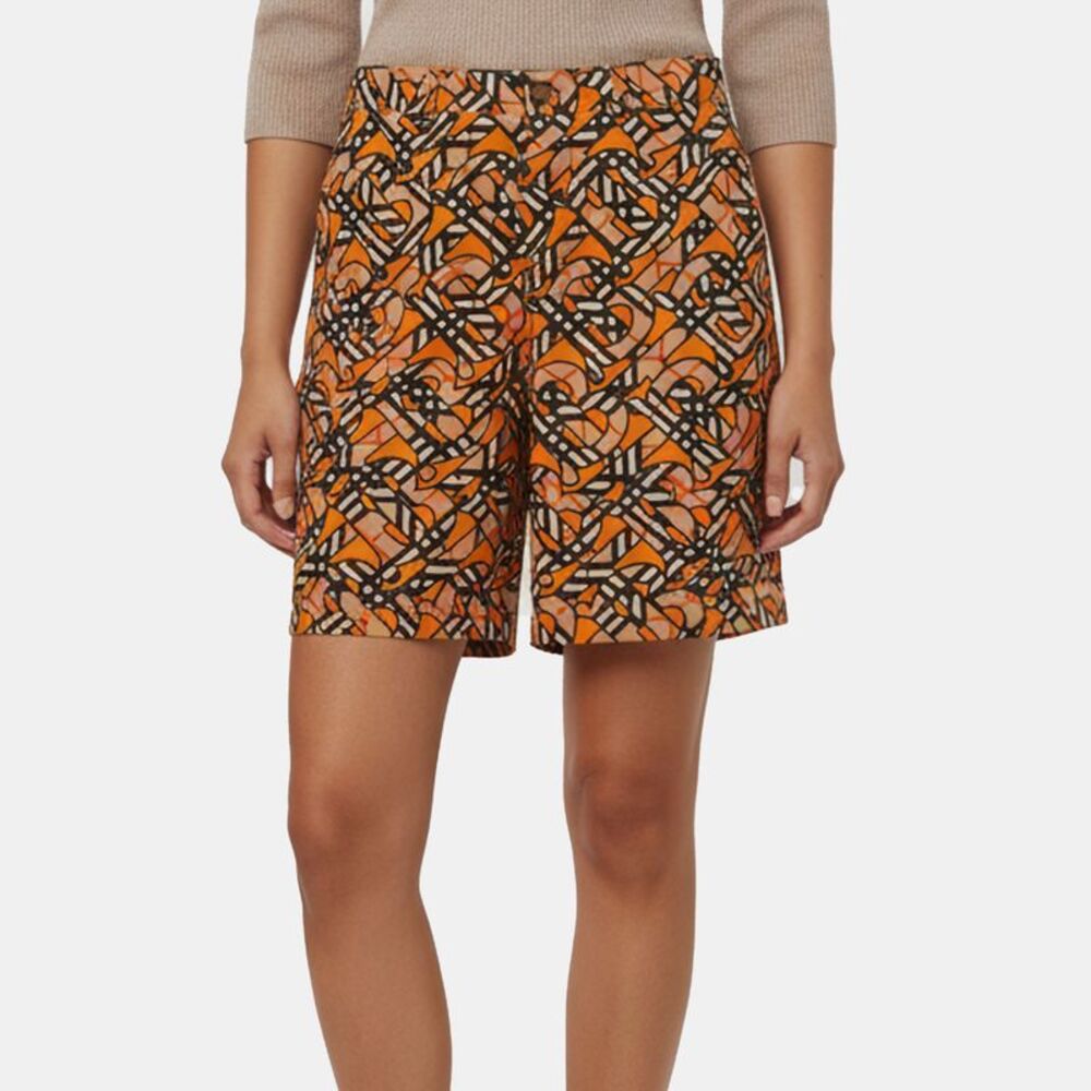 Burberry Multicolour Monogram Print Stretch Cotton Bermuda Shorts M
